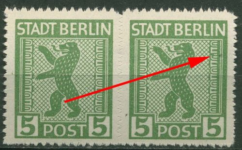 SBZ Berlin & Brandenburg 1945 Freimarke m. Plattenfehler 1 AB vx f 44 postfrisch