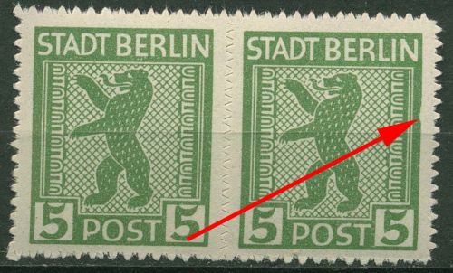 SBZ Berlin & Brandenburg 1945 Freimarke m. Plattenfehler 1 AB vx f 56 postfrisch