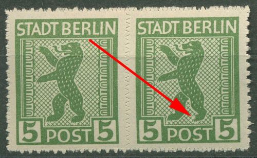 SBZ Berlin & Brandenburg 1945 Freimarke Plattenfehler 1 AB vx f 67 A postfrisch
