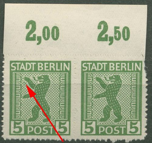 SBZ Berlin & Brandenburg 1945 Freimarke mit Plattenfehler 1 AB vx f 4 postfrisch