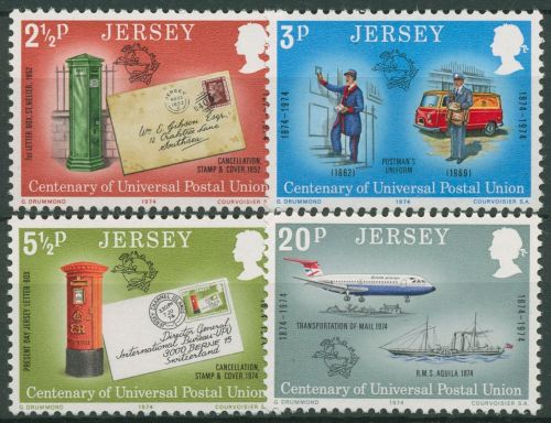 Jersey 1974 Weltpostverein UPU Briefkasten Postbote 99/02 postfrisch