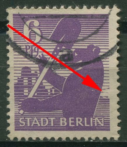 SBZ Berlin & Brandenburg 1945 Freimarke m. Plattenfehler 2 A a wbz II gestempelt
