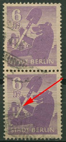SBZ Berlin & Brandenburg 1945 Freimarke m. Plattenfehler 2 Aa waz III gestempelt