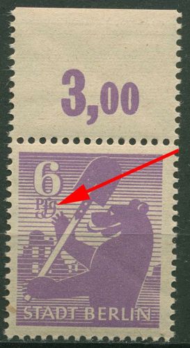 SBZ Berlin & Brandenburg 1945 Freim. mit Plattenfehler 2 Aa wbz XVII postfrisch