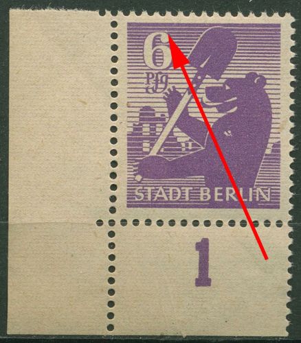 SBZ Berlin & Brandenburg 1945 Freim. m. Plattenfehler 2 Aa waz f 91 A mit Falz
