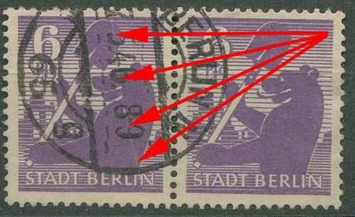 SBZ Berlin & Brandenburg 1945 Plattenfehler 2 Aa wbz PF ?? gestempelt