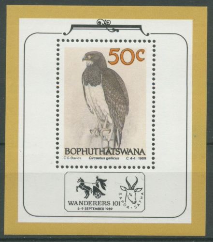 Bophuthatswana 1989 Greifvögel Schlangenadler Block 4 postfrisch (C25963)