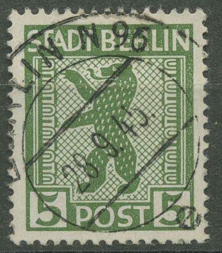 SBZ Berlin & Brandenburg 1945 Berliner Bär 1 AA ux gestempelt