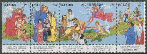 Palau 1988 Weihnachten Weihnachtslied 255/59 ZD postfrisch (C42889)