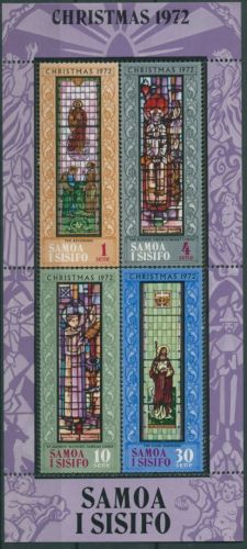 Samoa 1972 Weihnachten Glasmalerei Kirchenfenster Block 4 postfrisch (C41295)
