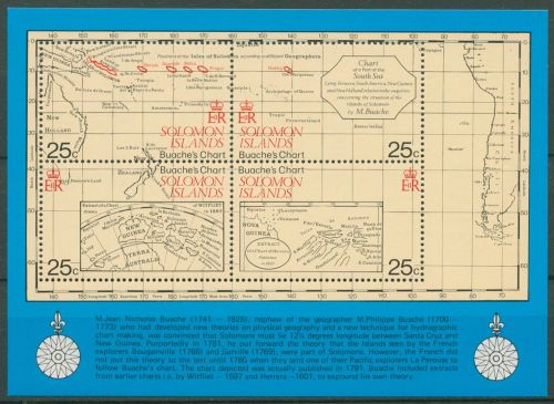 Salomonen 1981 Seekarte von Buache Hydrograph Block 8 postfrisch (C42892)