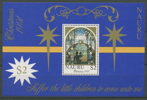 Nauru 1991 Weihnachten Buntglasfenster Block 8 postfrisch (C42899)