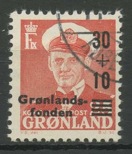 Grönland 1959 König Frederik IX. (MiNr. 32 mit Aufdruck) 43 gestempelt