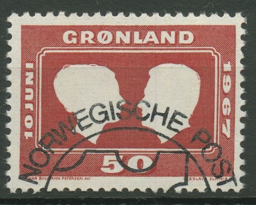 Grönland 1967 Hochzeit Prinzessin Margrethe 67 gestempelt