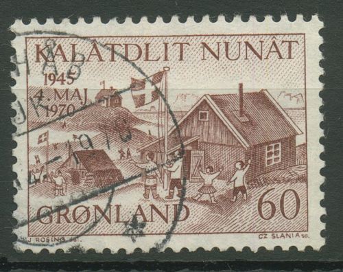 Grönland 1970 Tag der Befreiung Siedlung 76 gestempelt