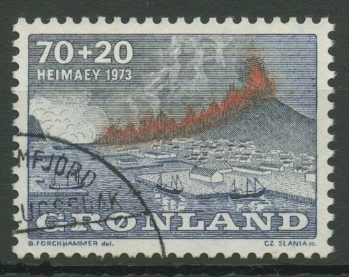 Grönland 1973 Vulkanausbruch auf Heimaey 86 gestempelt