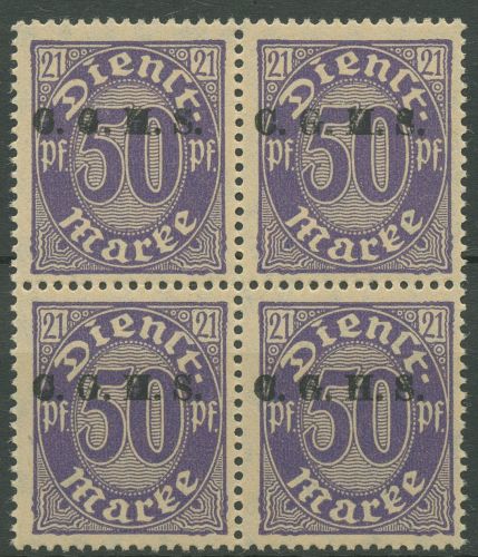 Oberschlesien Dienstmarke 1920 4er-Block Aufdruckstellung D 6 III postfrisch