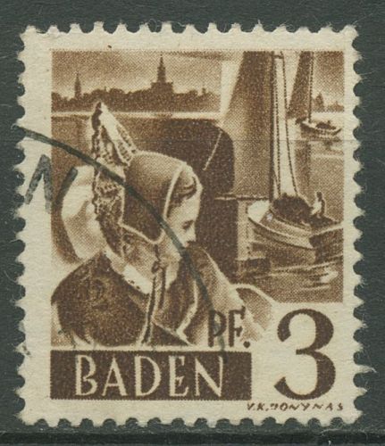 Französische Zone: Baden 1947 Trachtenmädchen Type I, 2 yv I gestempelt