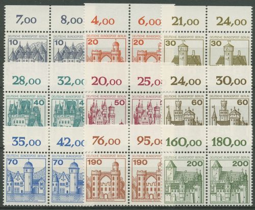 Berlin 1977 Burgen & Schlösser mit Oberrand 532/40 waag. Paare OR postfrisch