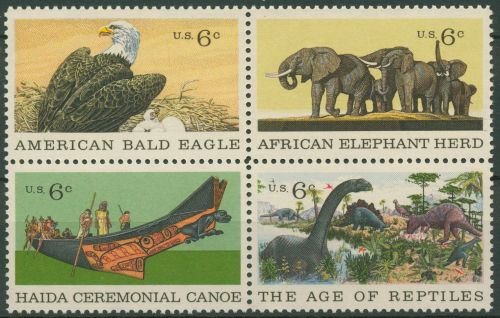 USA 1970 Naturhistorisches Museum Adler Elefant Saurier 999/02 ZD postfrisch