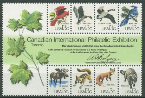 USA 1978 CAPEX '78 Tiere Fuchs Elch Waschbär Block 16 postfrisch (C62309)