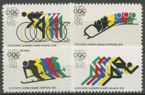 USA 1972 Olympische Spiele Sapporo und München 1074/77 postfrisch