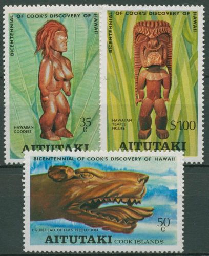 Aitutaki 1978 Kapitän Cook auf Hawaii Holzschnitzereien 286/88 postfrisch