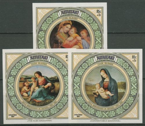 Aitutaki 1983 Weihnachten Raffael Gemälde Block 46/48 postfrisch (C60512)