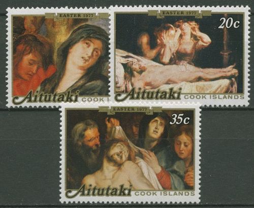 Aitutaki 1977 Ostern Gemälde von Rubens 251/53 postfrisch