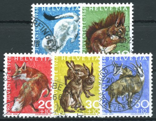 Schweiz 1966 Pro Juventute Tiere Wildtiere 845/49 gestempelt