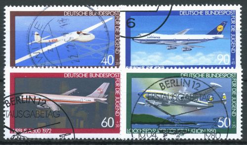 Bund 1980 Jugend: Luftfahrt Flugzeuge 1040/43 gestempelt