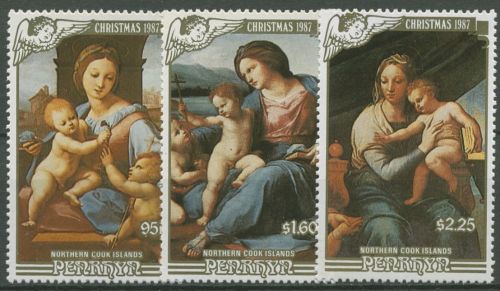 Penrhyn 1987 Weihnachten Gemälde von Raffael 476/78 postfrisch