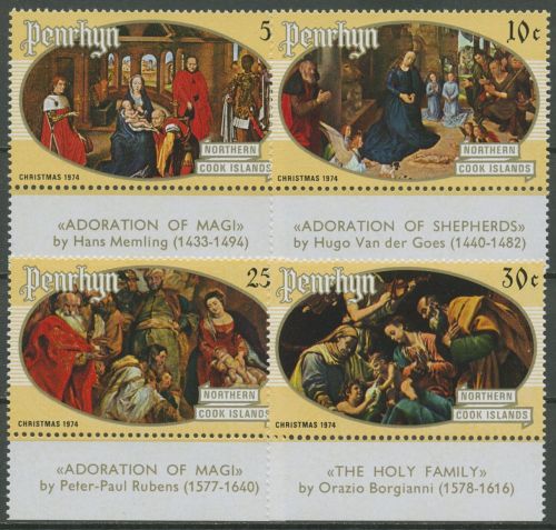Penrhyn 1974 Weihnachten Gemälde Rubens Memling 58/61 postfrisch