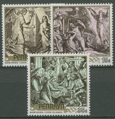 Penrhyn 1977 Weihnachten Gemälde Schnorr von Carolsfeld 95/97 postfrisch