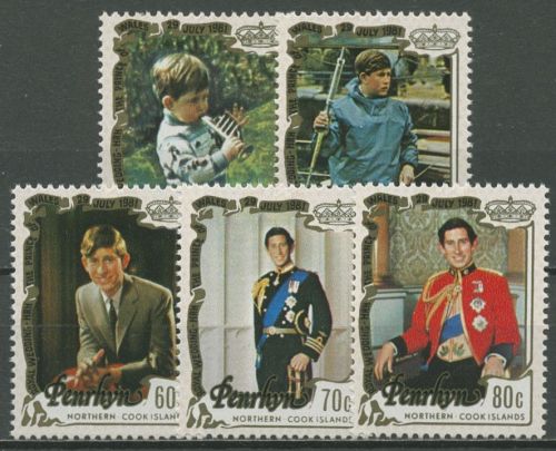 Penrhyn 1981 Hochzeit Prinz Charles und Diana Spencer 222/26 postfrisch