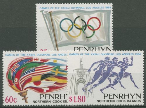 Penrhyn 1984 Olympische Sommerspiele Los Angeles 388/90 postfrisch