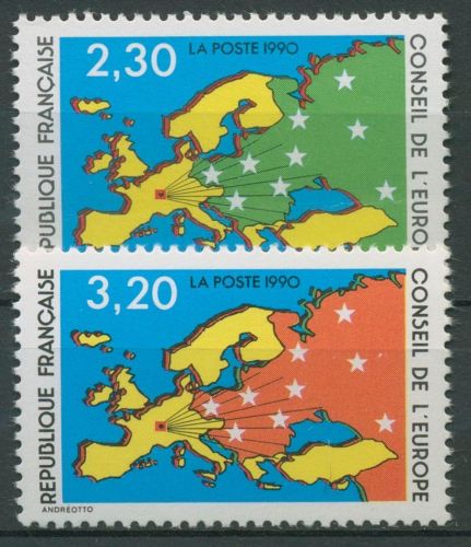 Frankreich 1990 Dienstmarken Europarat Landkarte D 47/48 postfrisch