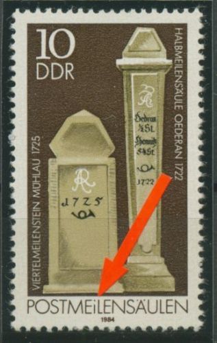 DDR 1984 Postmeilensäulen mit Plattenfehler 2853 I postfrisch