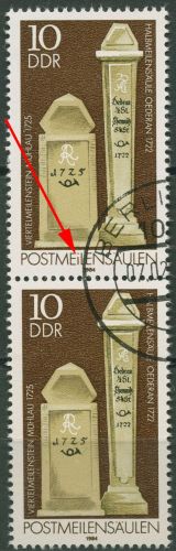 DDR 1984 Postmeilensäulen mit Plattenfehler 2853 I mit Massenentwertung