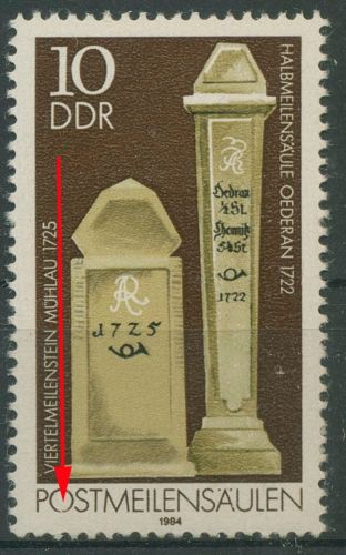 DDR 1984 Postmeilensäulen mit Plattenfehler 2853 II postfrisch
