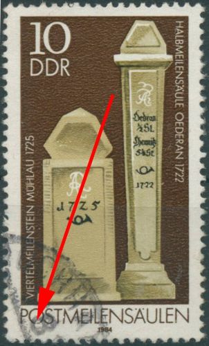 DDR 1984 Postmeilensäulen mit Plattenfehler 2853 II gestempelt