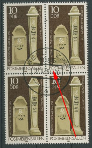 DDR 1984 Postmeilensäulen 2853 mit Plattenfehler II mit Massenstempel
