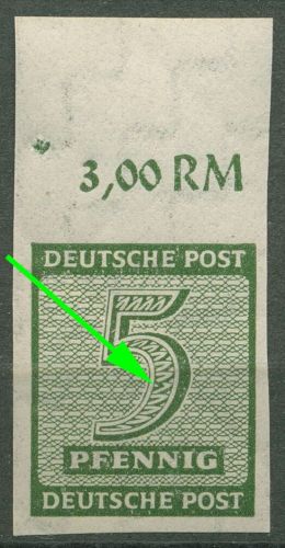 SBZ West-Sachsen Ziffern mit Plattenfehler 116 X I Oberrand postfrisch