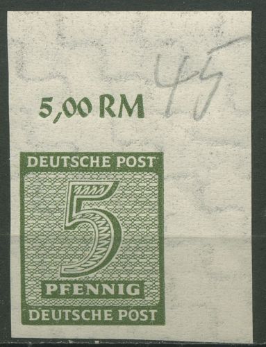 SBZ West-Sachsen 1945 Freim. Ziffern mit WZ Y, 116 Y Ecke 2 mit Falz