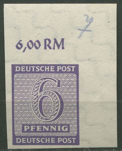 SBZ West-Sachsen 1945 Freim. Ziffern mit WZ Y, 117 Ya Ecke 2 mit Falz