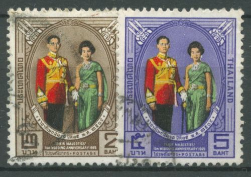 Thailand 1965 15. Hochzeitstag des Königspaares 444/45 gestempelt