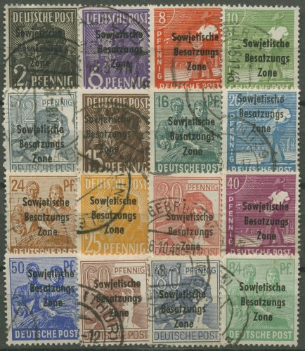 SBZ Allgemeine Ausgabe 1948 Freimarken mit Aufdruck 182/97 gestempelt