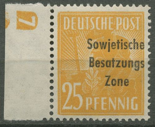 SBZ Allgemeine Ausgabe 1948 mit Druckerzeichen 191 DZ 7 postfrisch, selten!