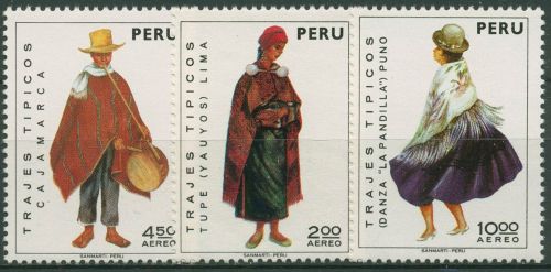 Peru 1973 Trachten Brauchtum 907/09 postfrisch