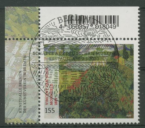 Bund 2020 Gemälde Vincent van Gogh Mohnfeld 3512 Ecke 1 mit ESST Berlin (E5053)